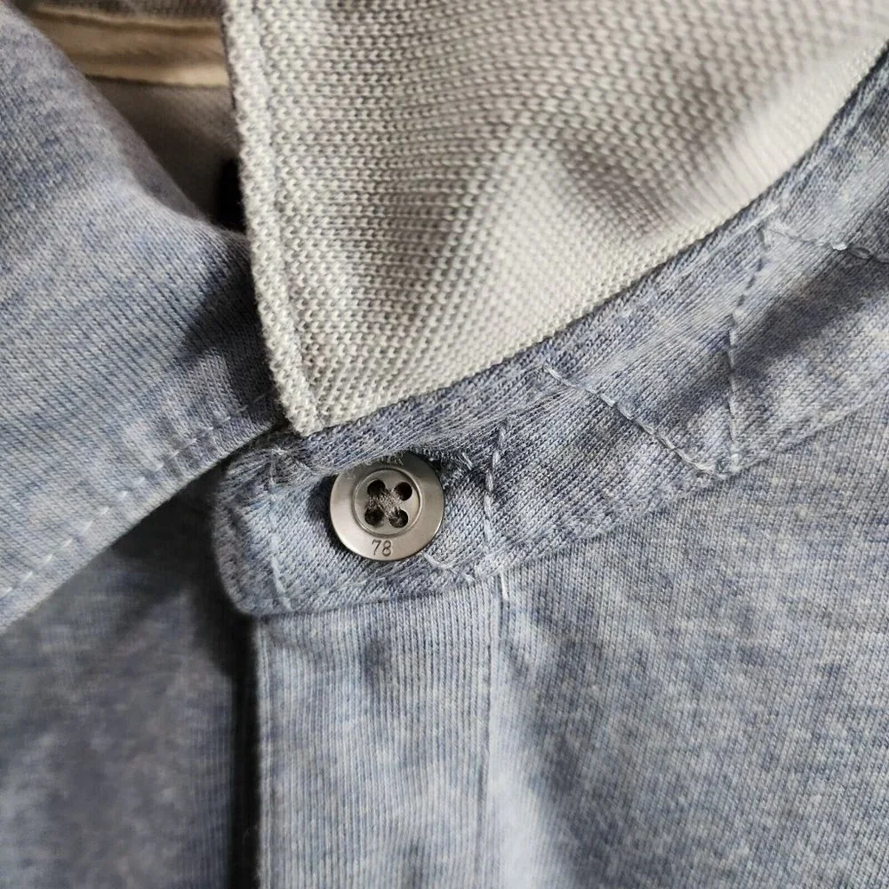 Banana Republic Pima Cotton Polo Shirt Size‎ Large Blue Solid Short Sleeve Mens